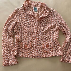 Burning Torch Floral Button Down Shirt - Brown and White